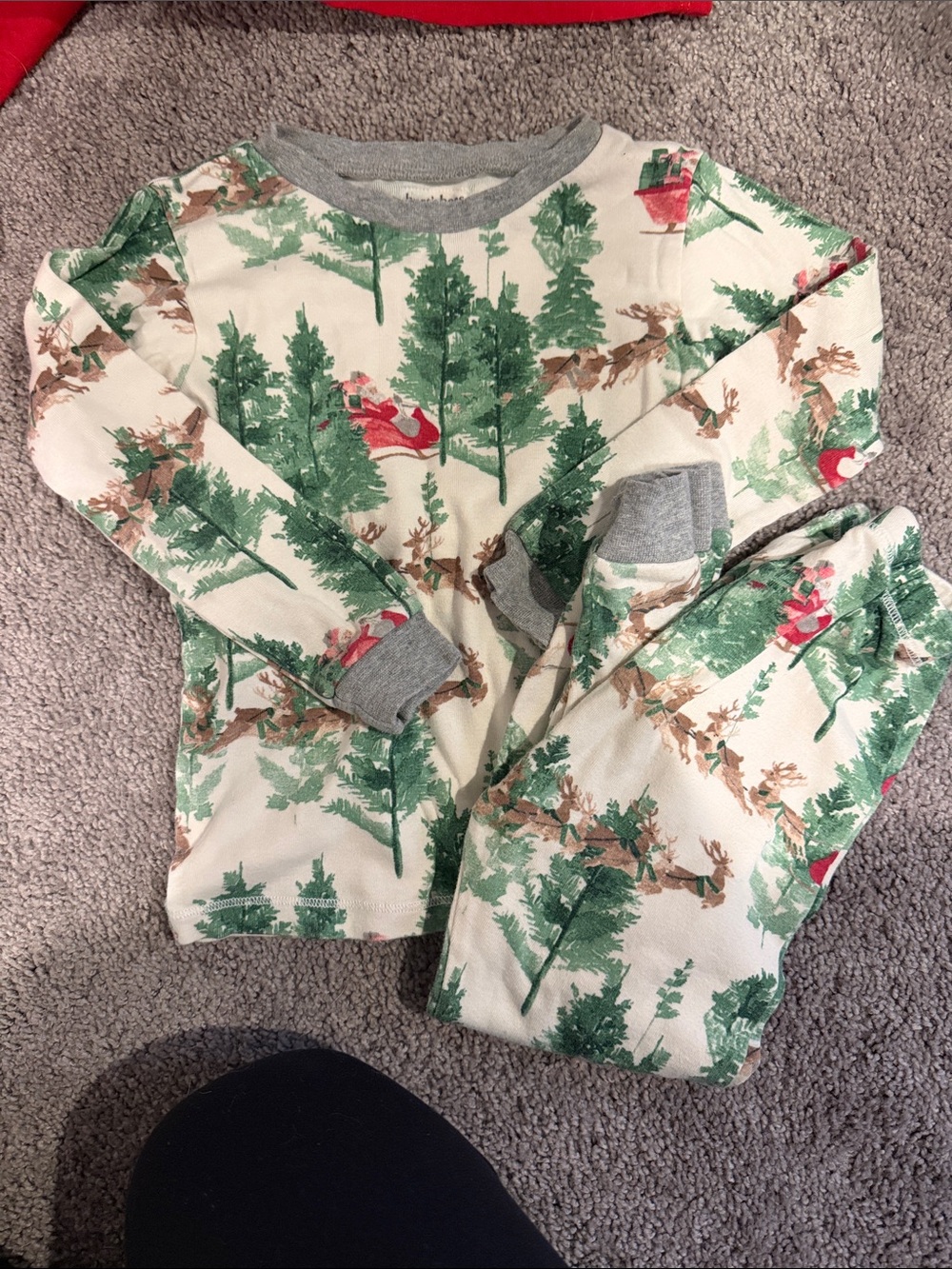 4T Burts Bees Kids Cream Woodland Tree Print Pajama Set